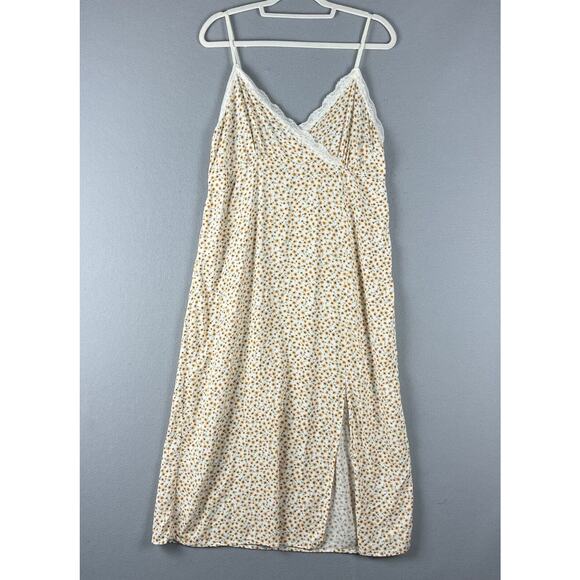 No Boundaries Dresses & Skirts - VTG 90s Y2K Babydoll Floral Maxi Dress Women XL Strappy Lace Trim Slip Fairycore